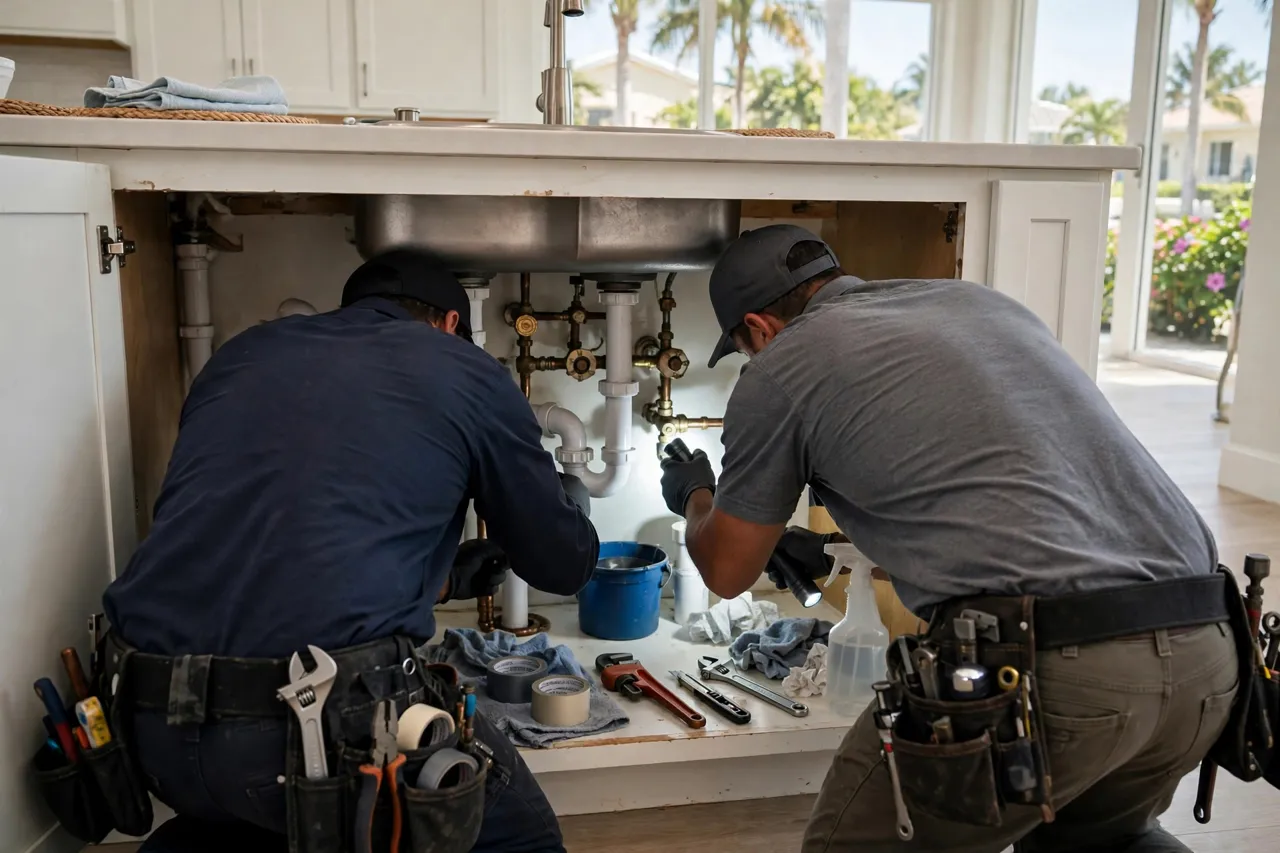Careful drain work by the MW Plumbing team